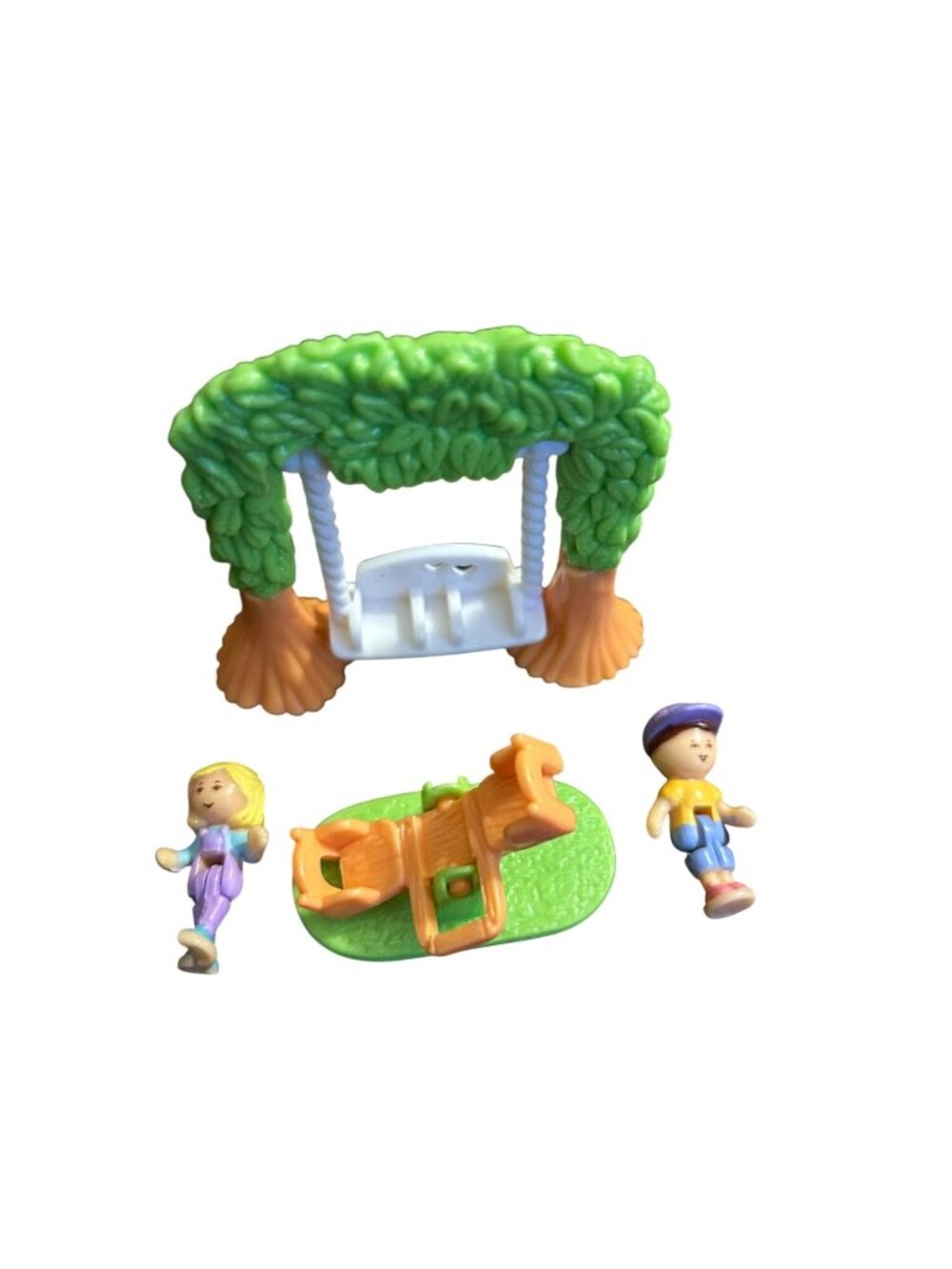 Polly Pocket Outdoor Playground Set With Swing See-Saw & 2 Figures - Vintage Min